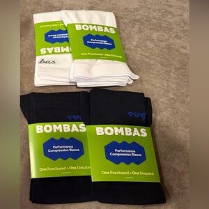 Bombas Performance Compression Sleeves in White and Black size XL